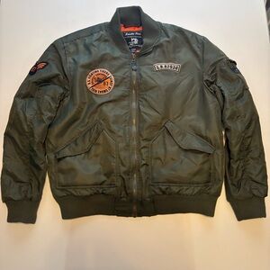 Alpha Industries style (smoke rise) Olive Bomber Jacket with Patches